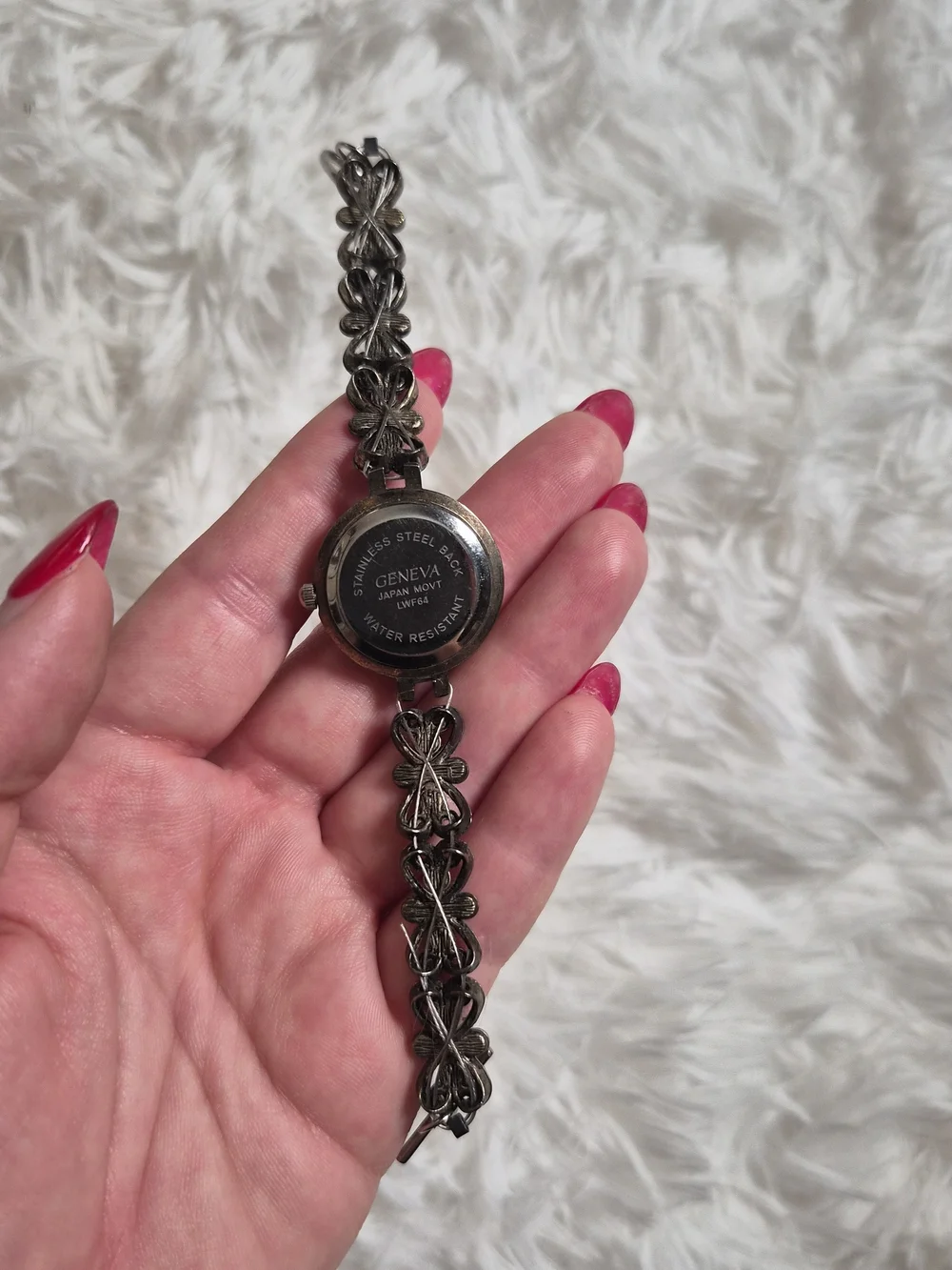 Vintage Y2K Watch Geneva Metal Bead Band Purple Rhinestones Fairycore Fairy ✨️💫